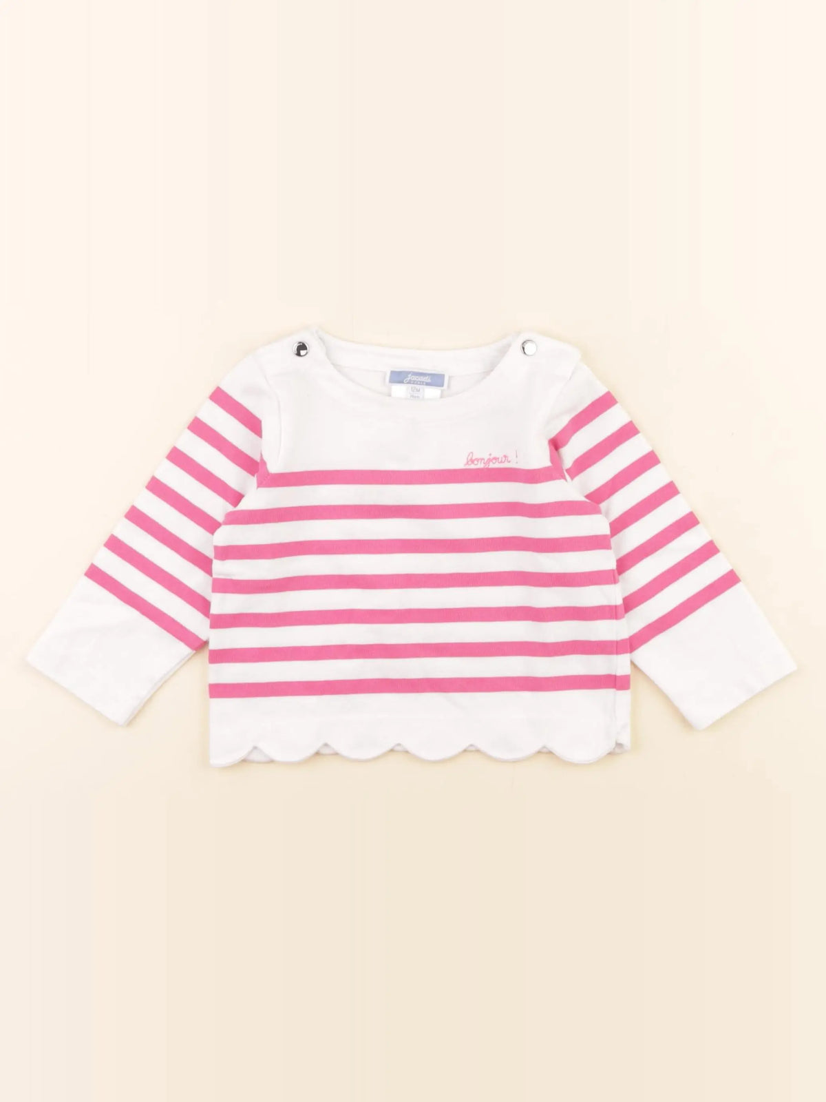 Jacadi - tee-shirt blanc, rose - 12 mois