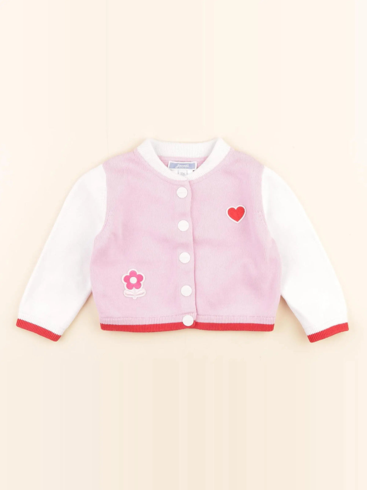 Jacadi - sweat rose, blanc - 12 mois