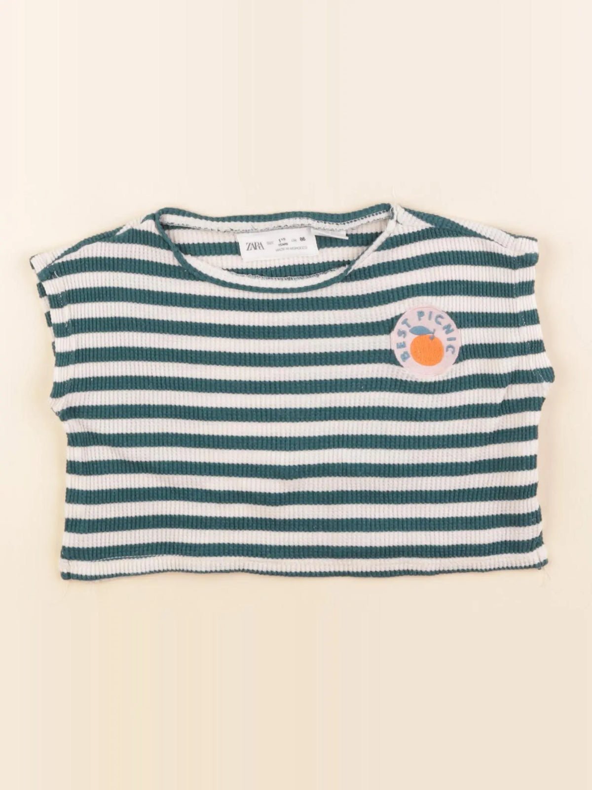 Zara - tee-shirt blanc, bleu - 18 mois