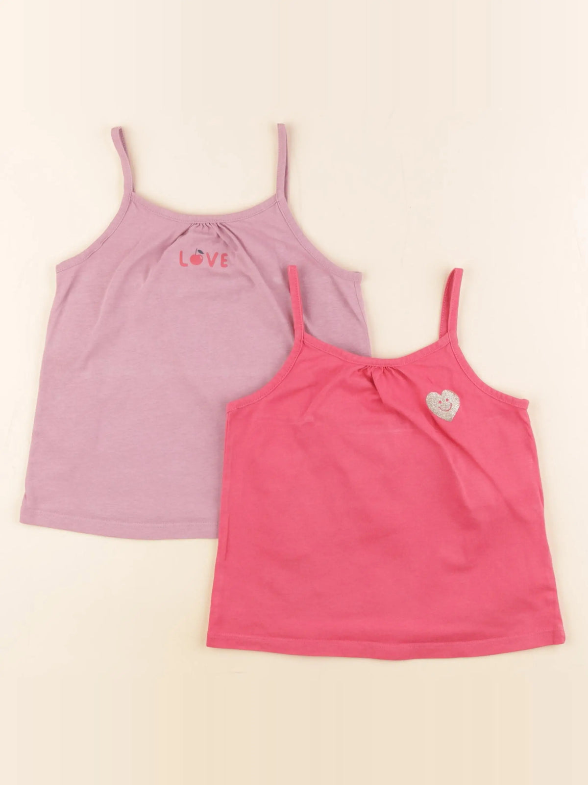 Vertbaudet - lot de 2 débardeurs violet, rose - 5 ans