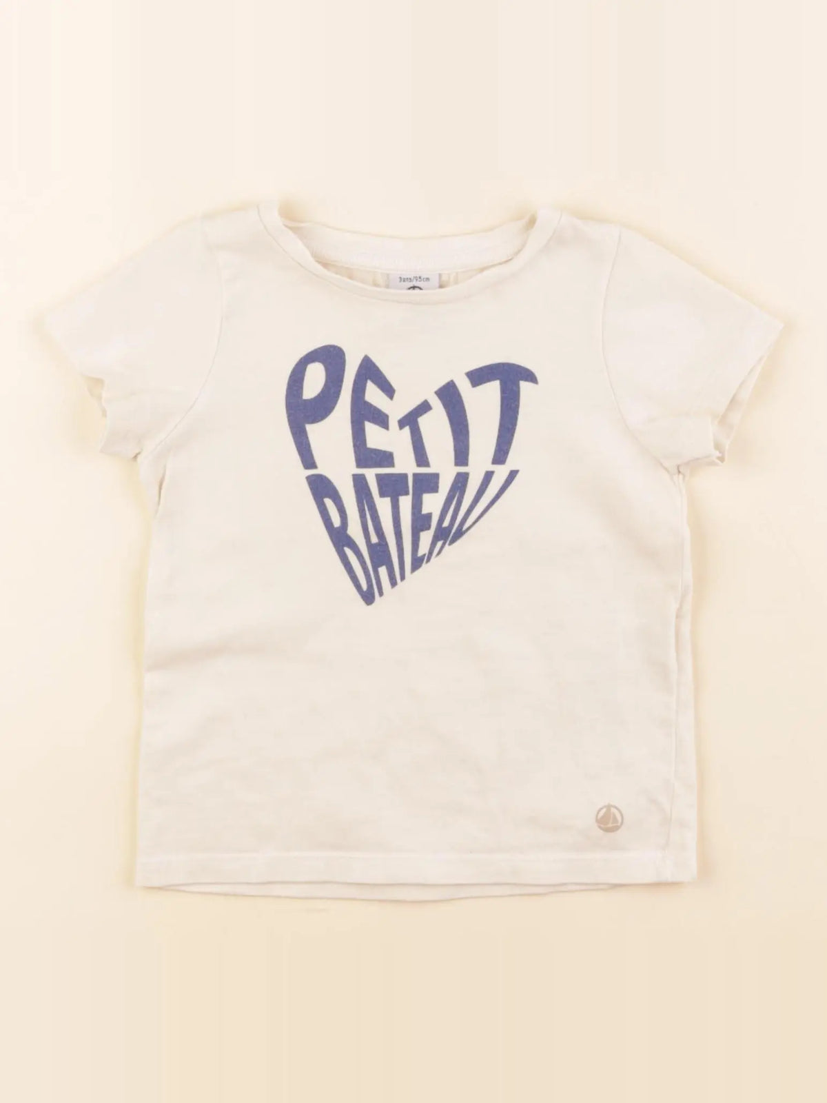 Petit Bateau - tee-shirt blanc, bleu - 3 ans