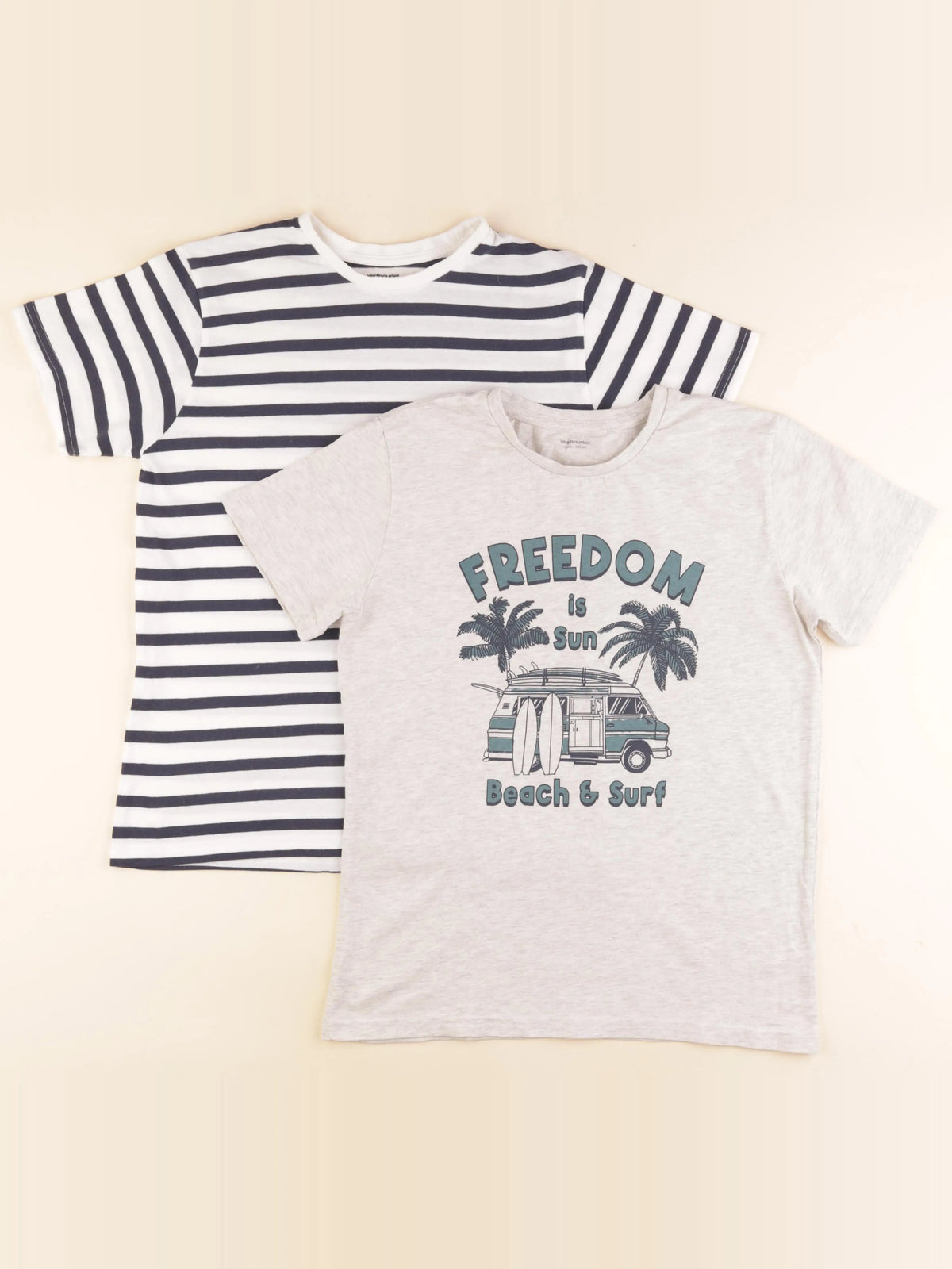 Vertbaudet - lot de 2 tee-shirts bleu, gris, blanc - 14 ans