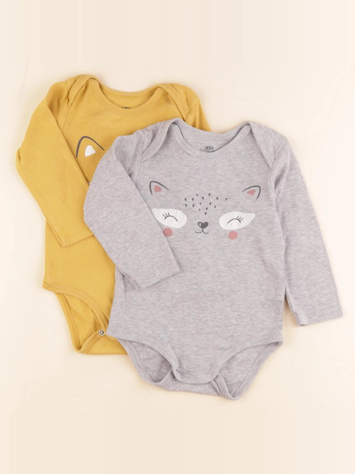 La Redoute - lot de 2 bodies en coton jaune, gris - 18 mois