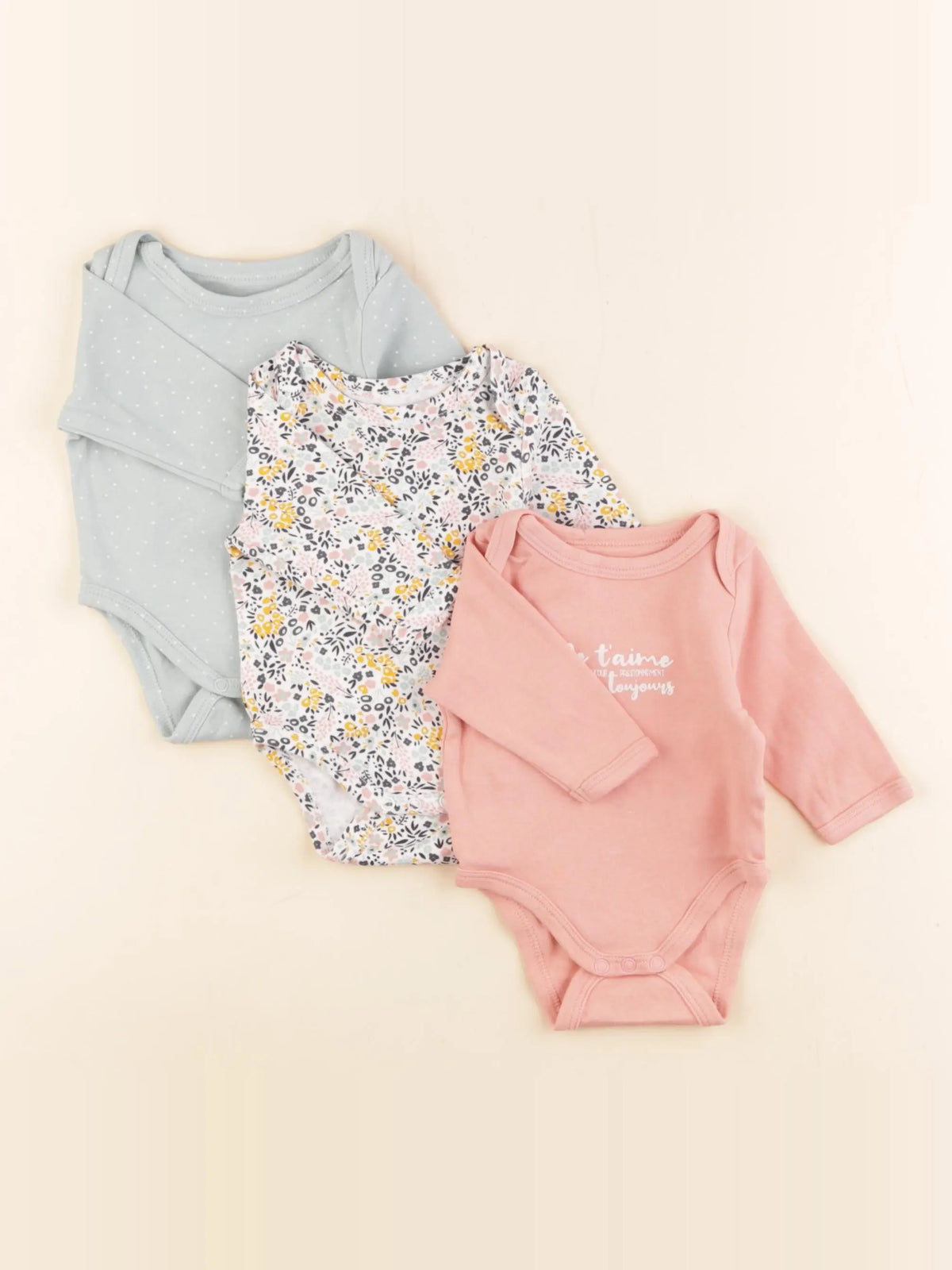 Vertbaudet - lot de 3 bodies en coton multicolore - 1 mois
