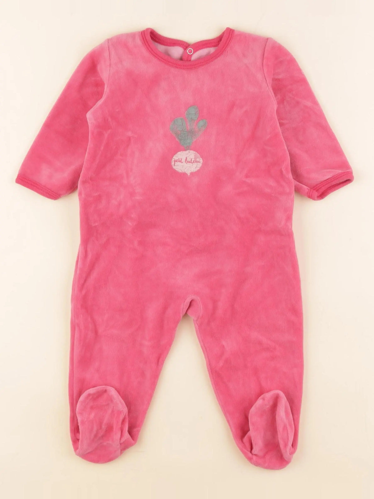 Petit Bateau - pyjama velours rose - 9 mois