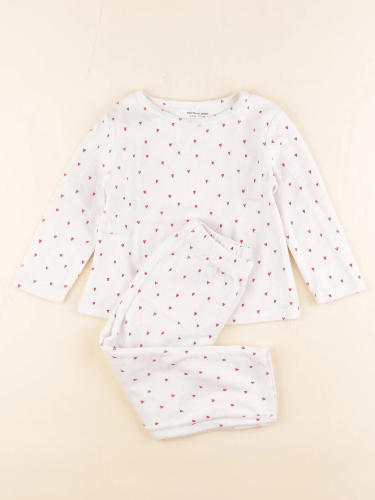 Vertbaudet - pyjama velours blanc - 3 ans