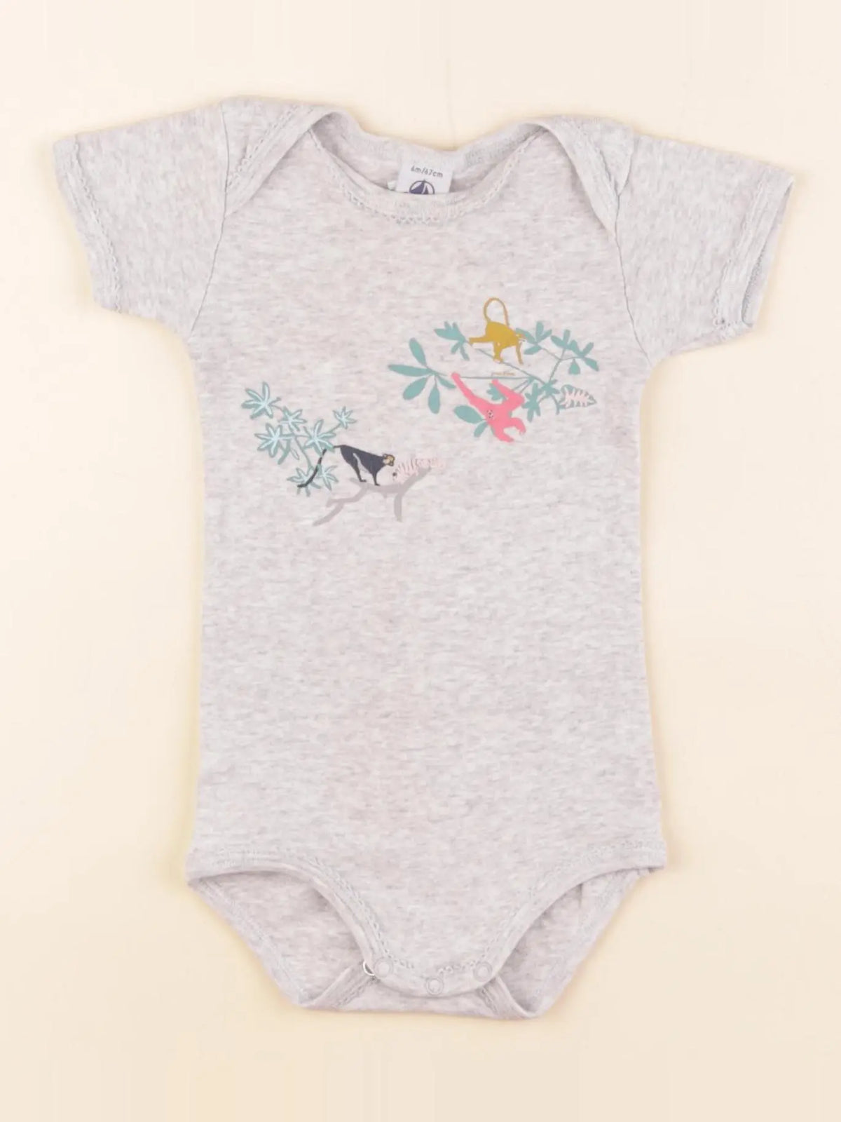Petit Bateau - body gris - 6 mois