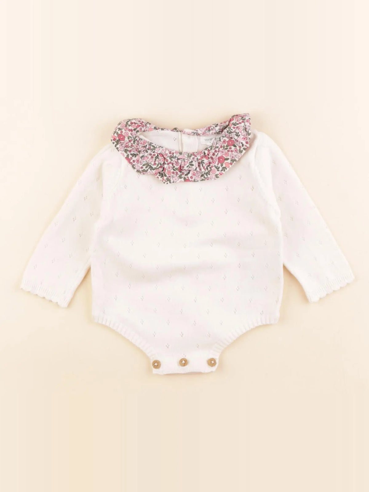 Vertbaudet - combinaison beige - 3 mois