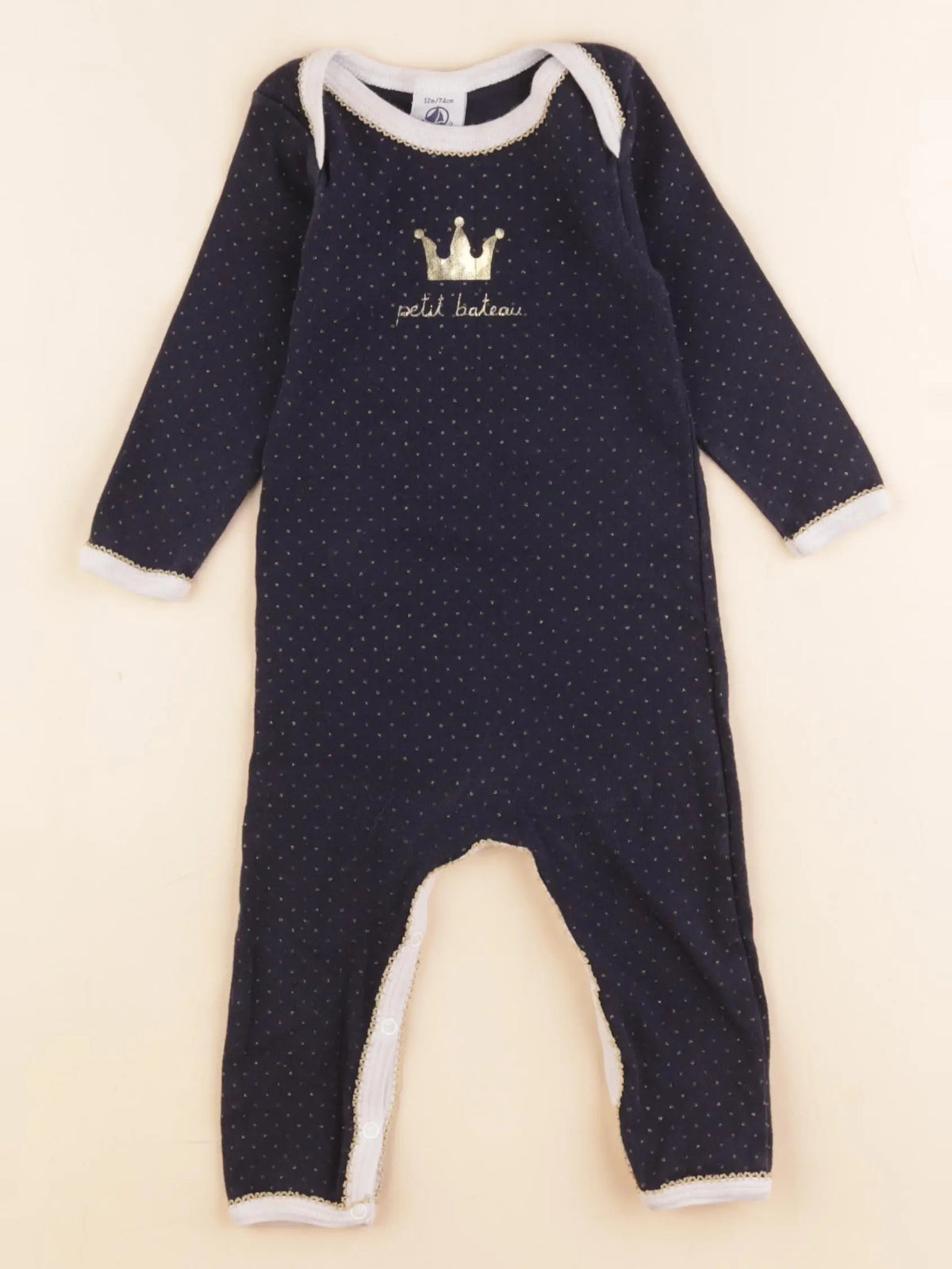 Petit Bateau - pyjama coton bleu - 12 mois