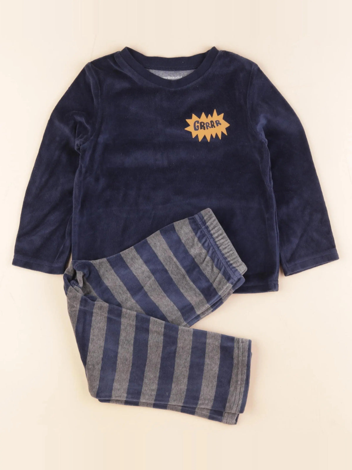 Vertbaudet - pyjama velours bleu - 4 ans