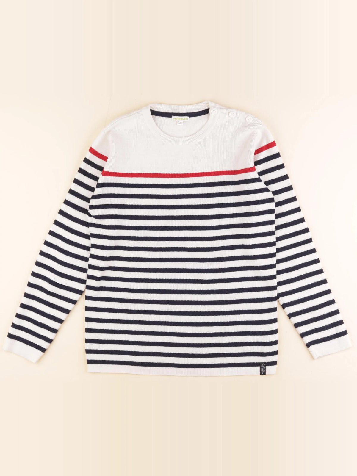 Vertbaudet - pull bleu, blanc - 14 ans