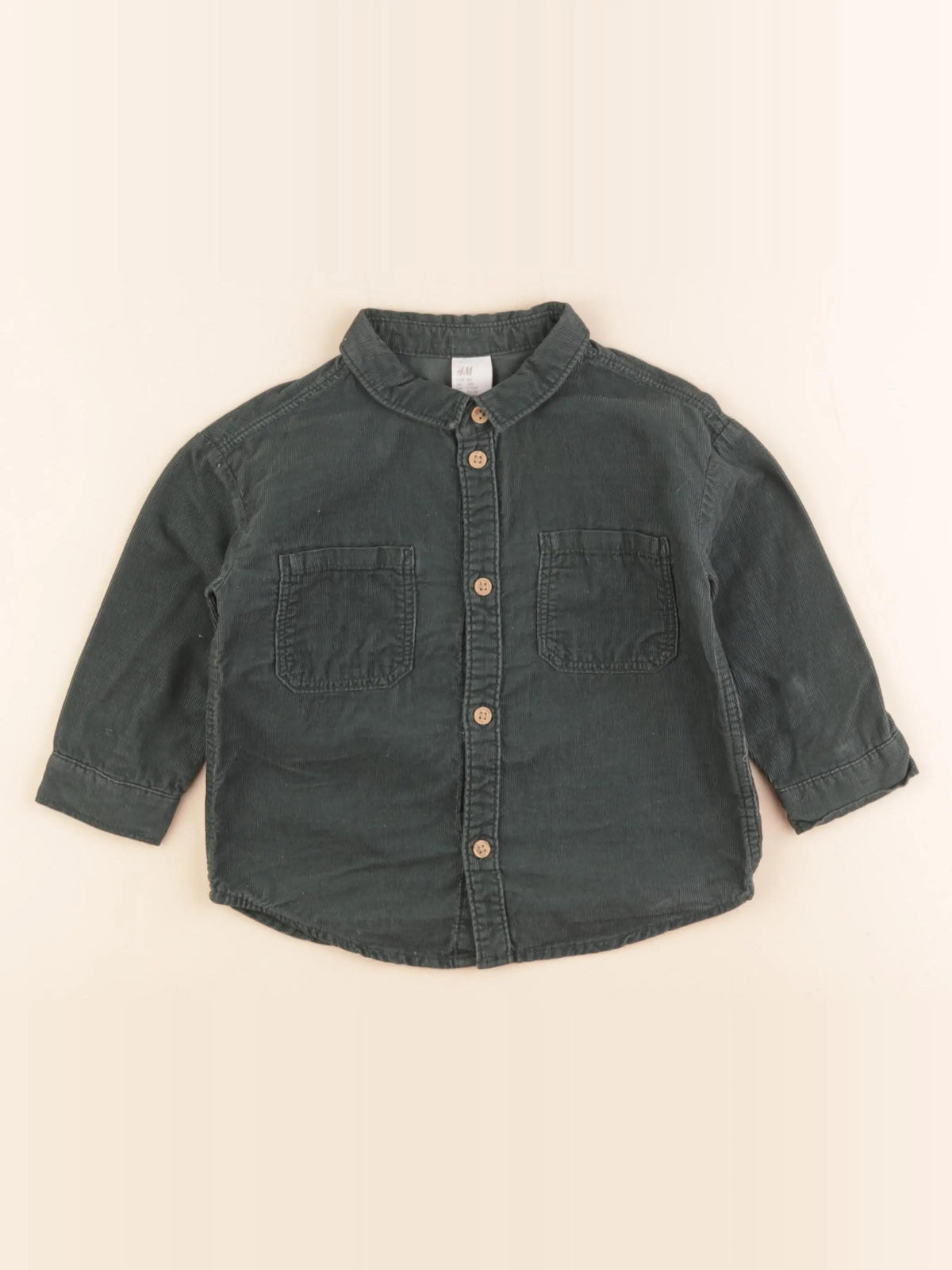 H&M - chemise vert - 9/12 mois