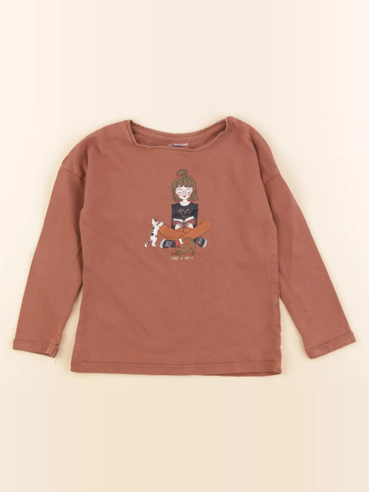 Vertbaudet - tee-shirt marron - 4 ans
