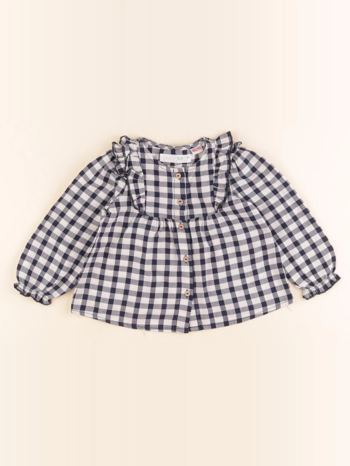 Zara - blouse bleu, blanc - 12/18 mois