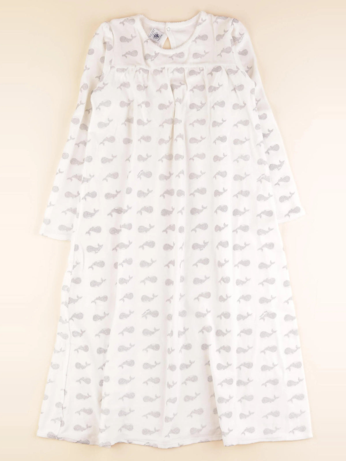 Petit Bateau - chemise de nuit velours blanc, argent - 8 ans