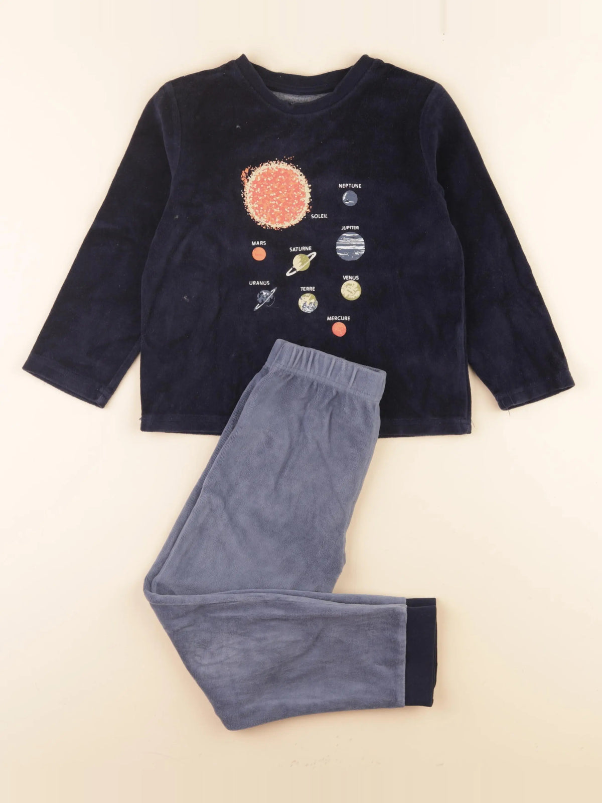 Vertbaudet - pyjama velours bleu - 6 ans