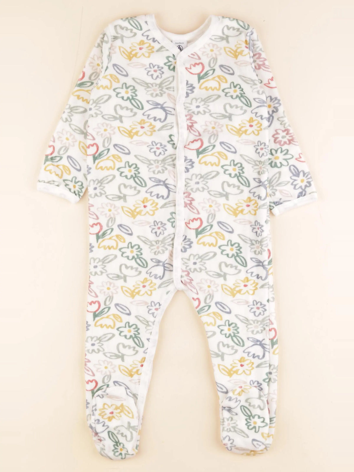 Petit Bateau - pyjama velours multicolore - 24 mois