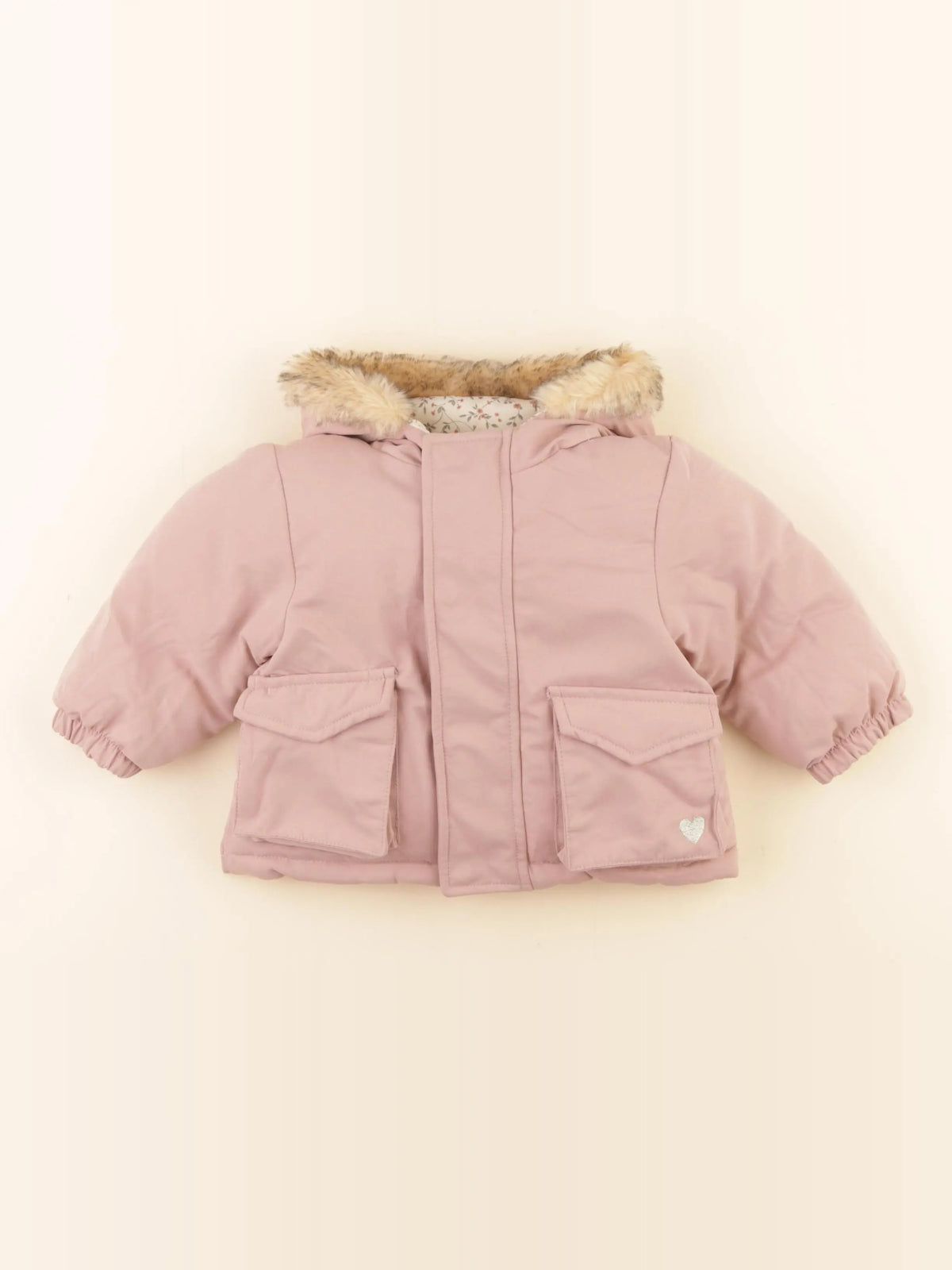 Vertbaudet - manteau réversible rose - 9 mois