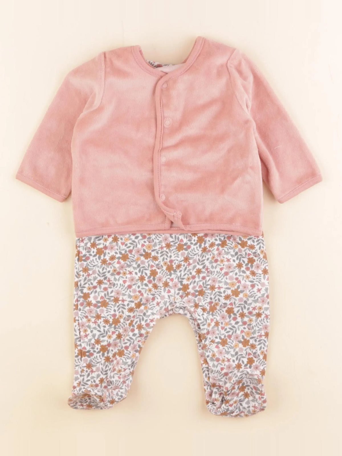 Vertbaudet - pyjama velours rose - 3 mois