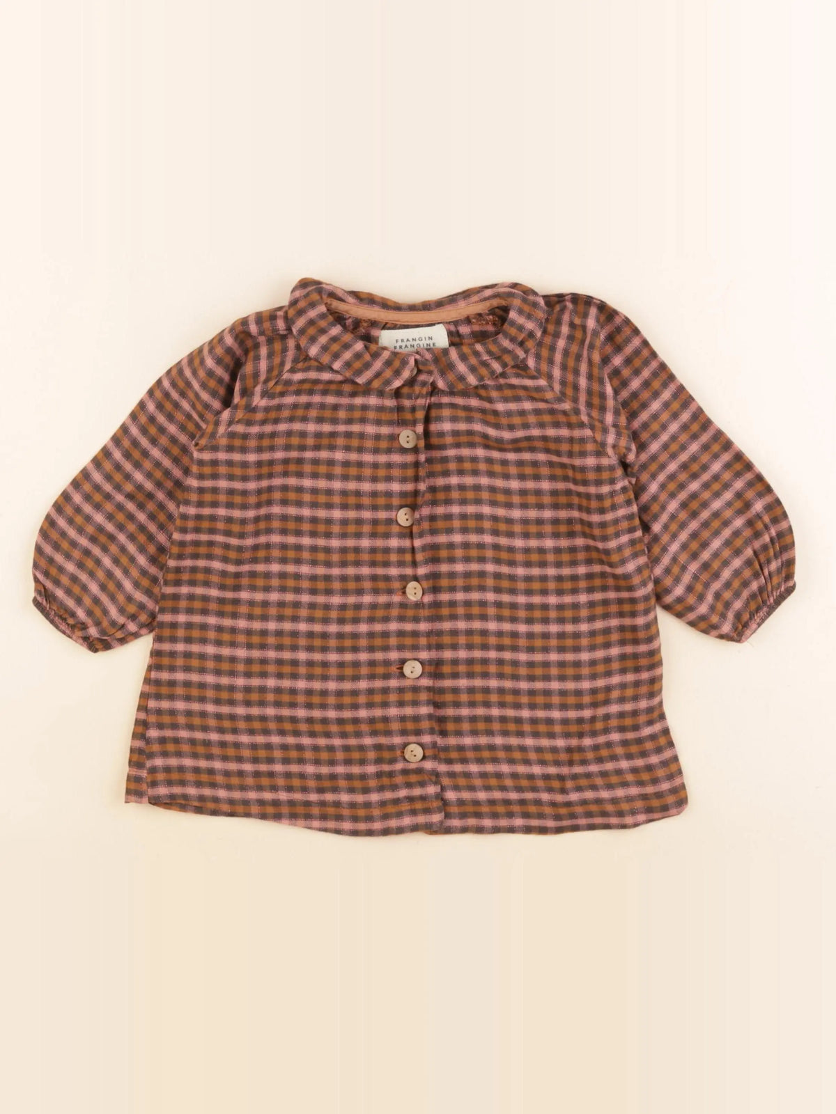 Frangin Frangine - blouse marron, or - 2 ans