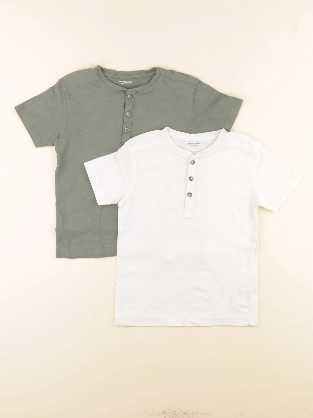 Vertbaudet - lot de 2 tee-shirts blanc, vert - 5 ans