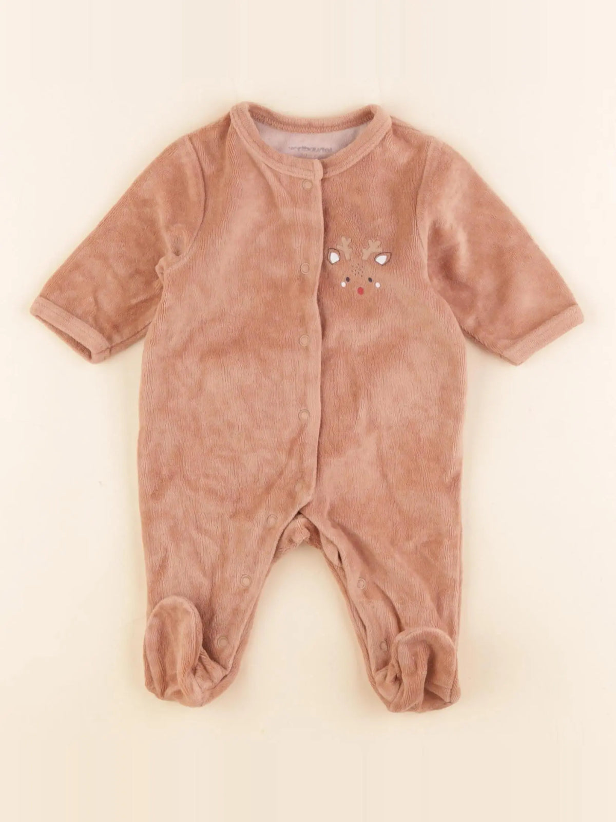 Vertbaudet - pyjama velours marron - 1 mois