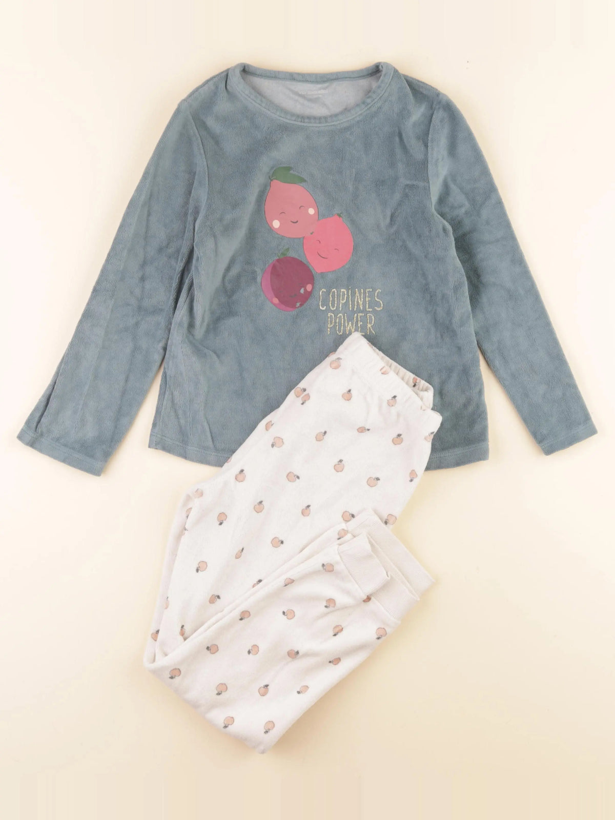 Vertbaudet - pyjama velours vert - 8 ans