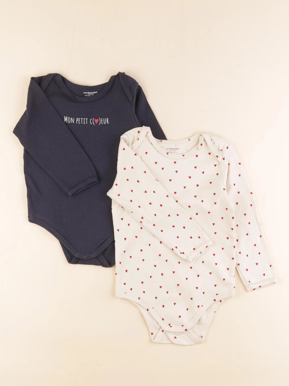 Vertbaudet - lot de 2 bodies en coton multicolore - 36 mois