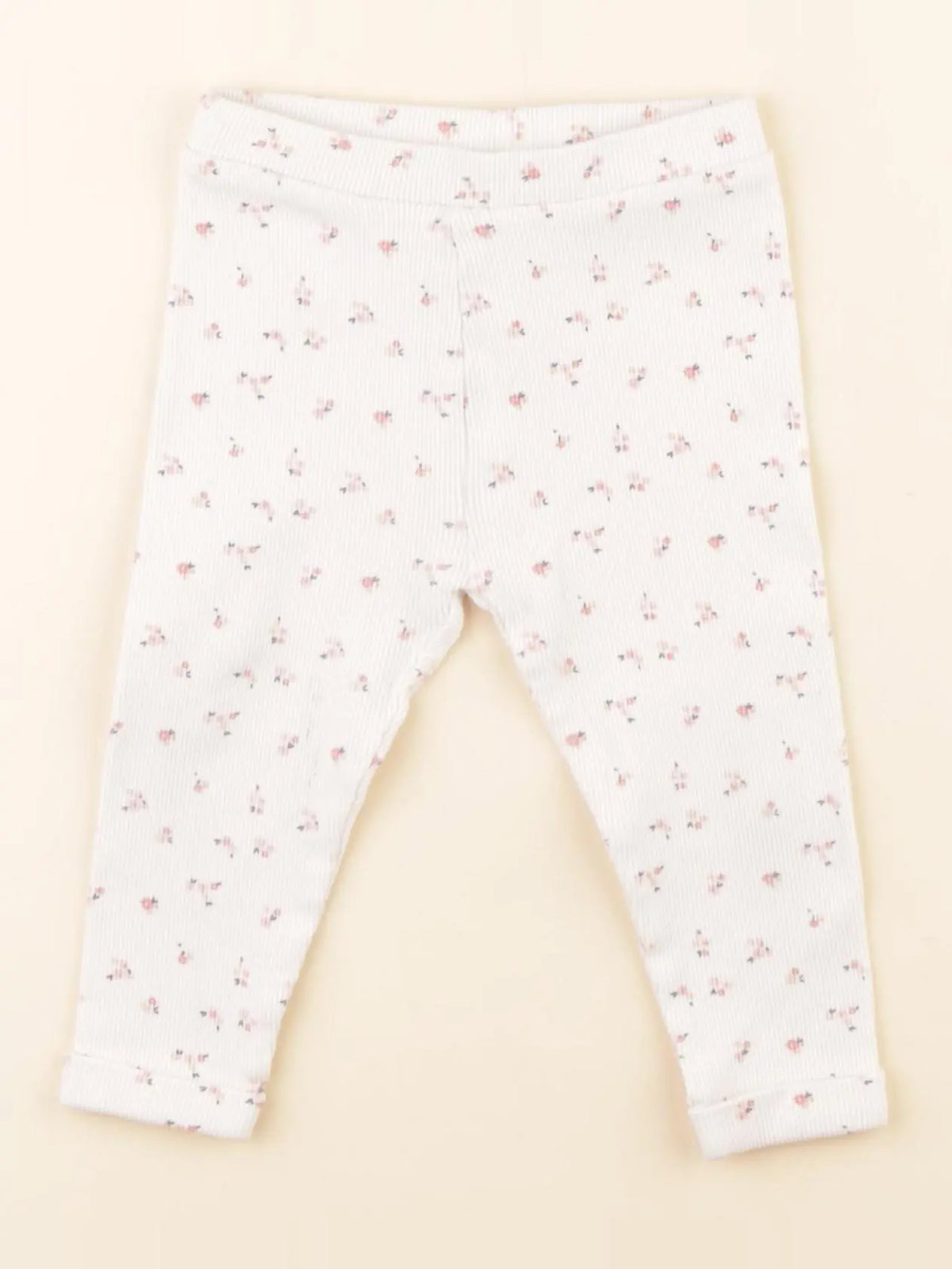 Tape à l'oeil - legging blanc, rose - 12 mois