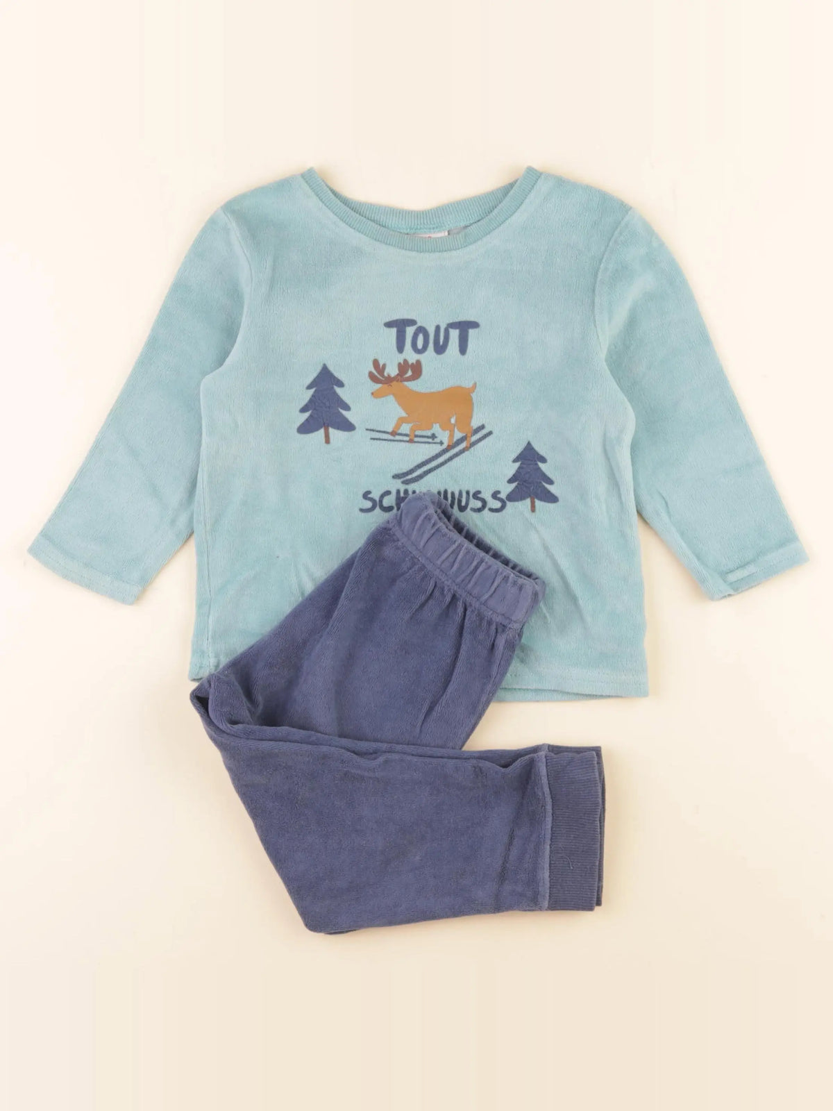 Tape à l'oeil - pyjama velours bleu - 2 ans
