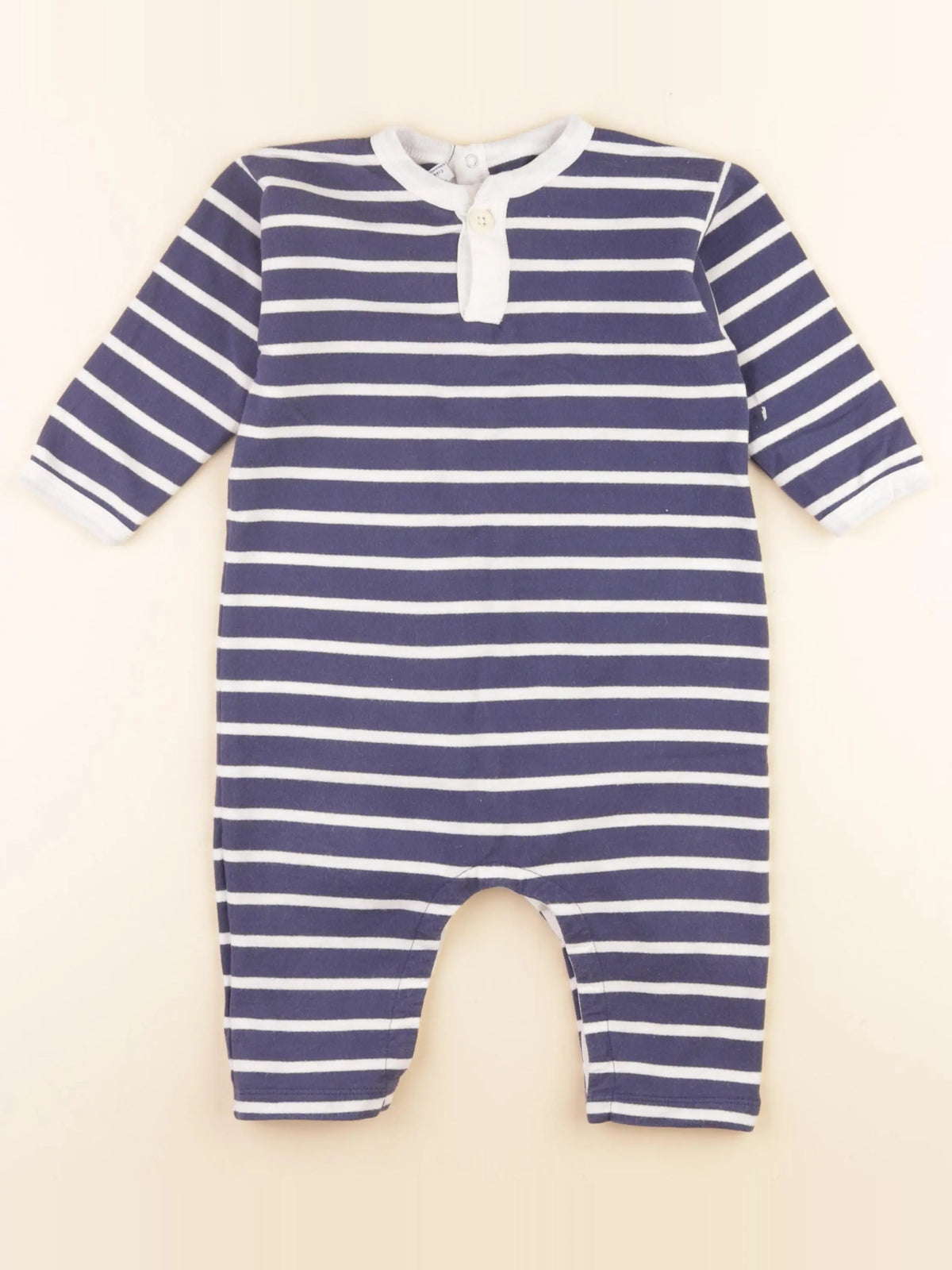 Petit Bateau - combinaison bleu, blanc - 18 mois