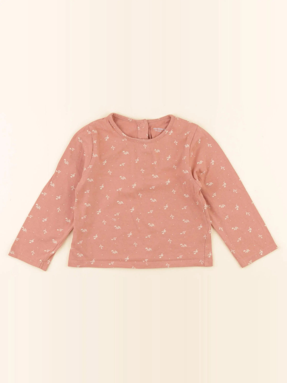 Vertbaudet - tee-shirt rose, beige - 18 mois