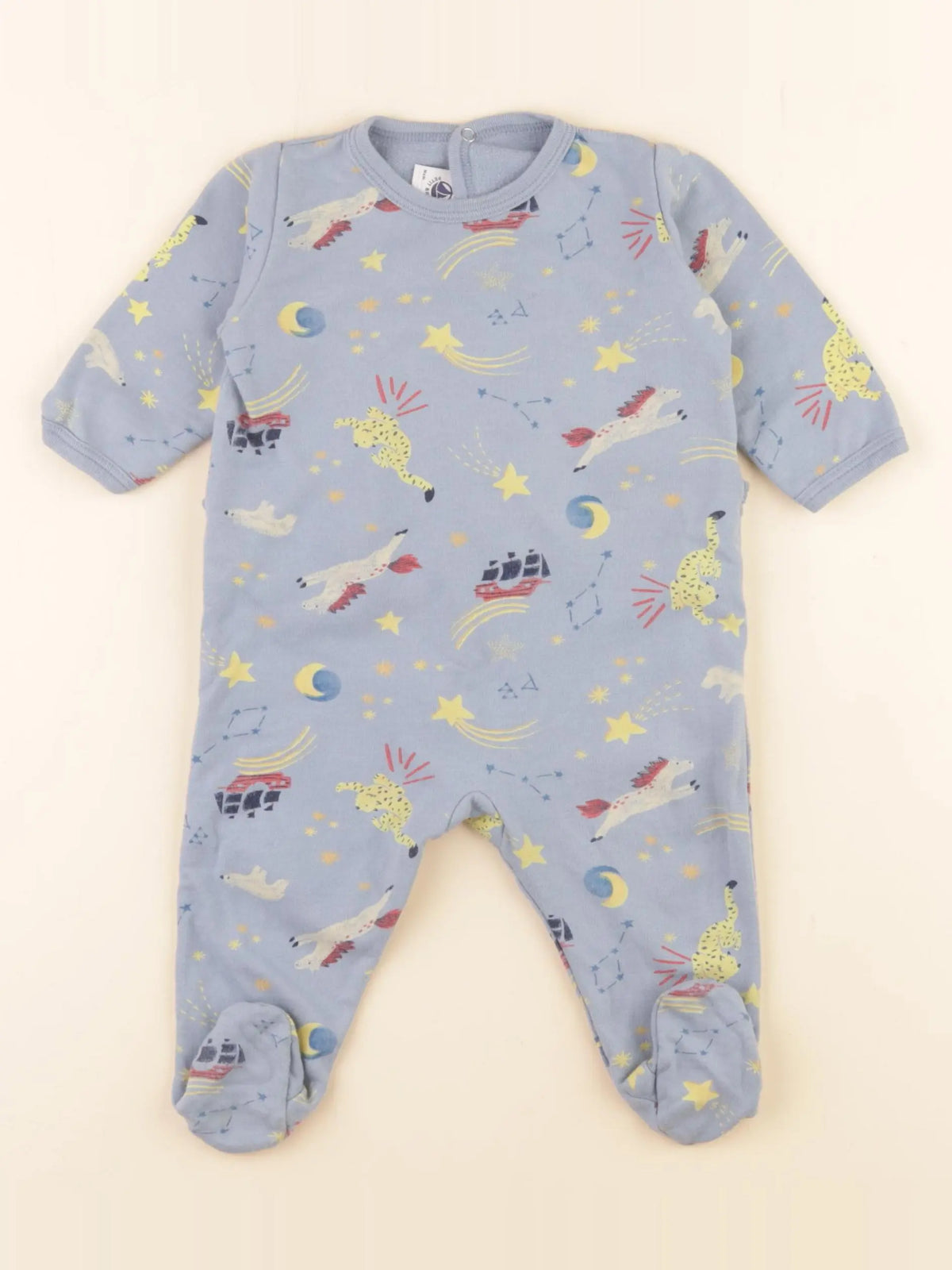 Petit Bateau - pyjama coton bleu - 6 mois