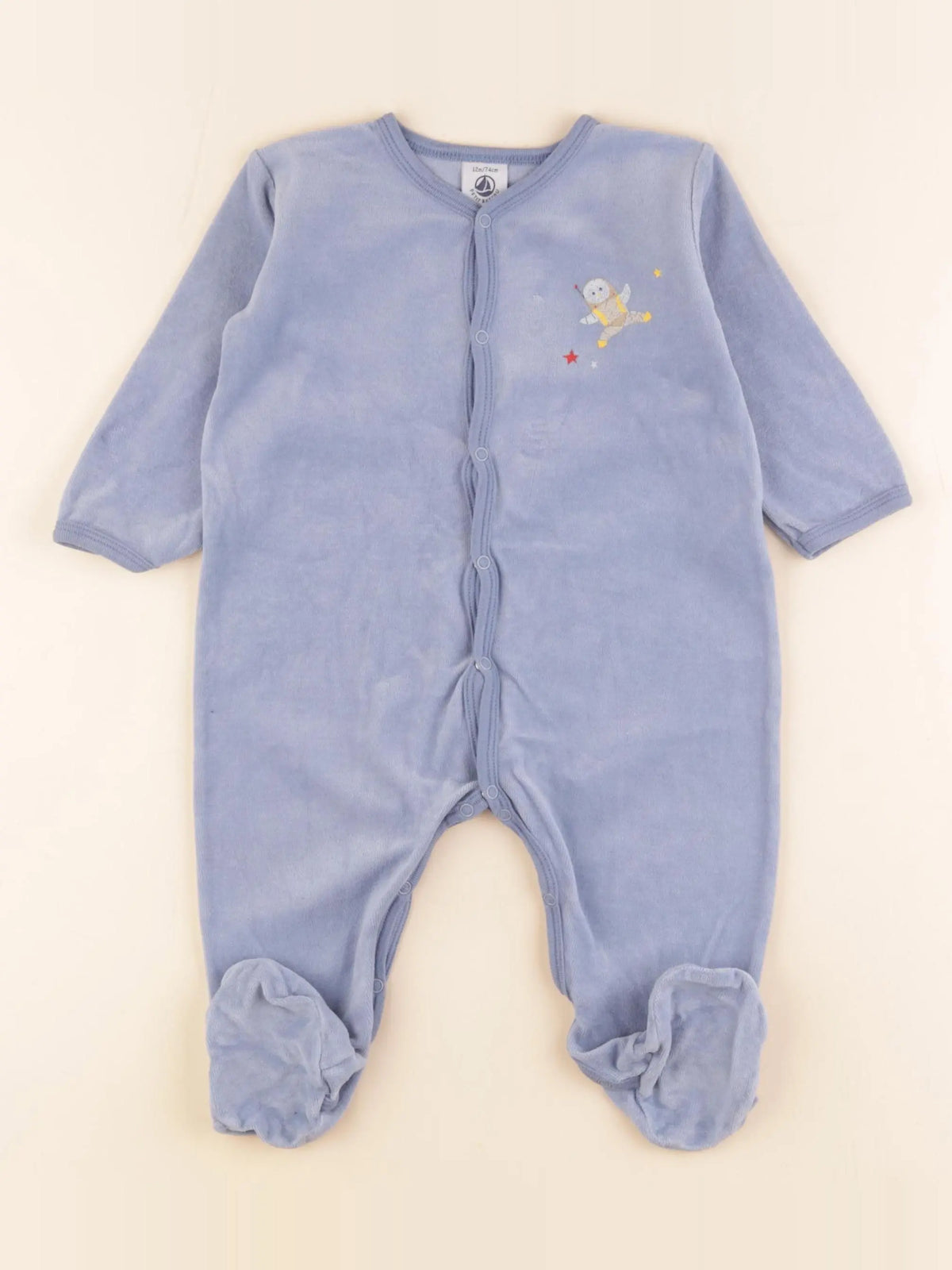 Petit Bateau - pyjama velours bleu - 12 mois