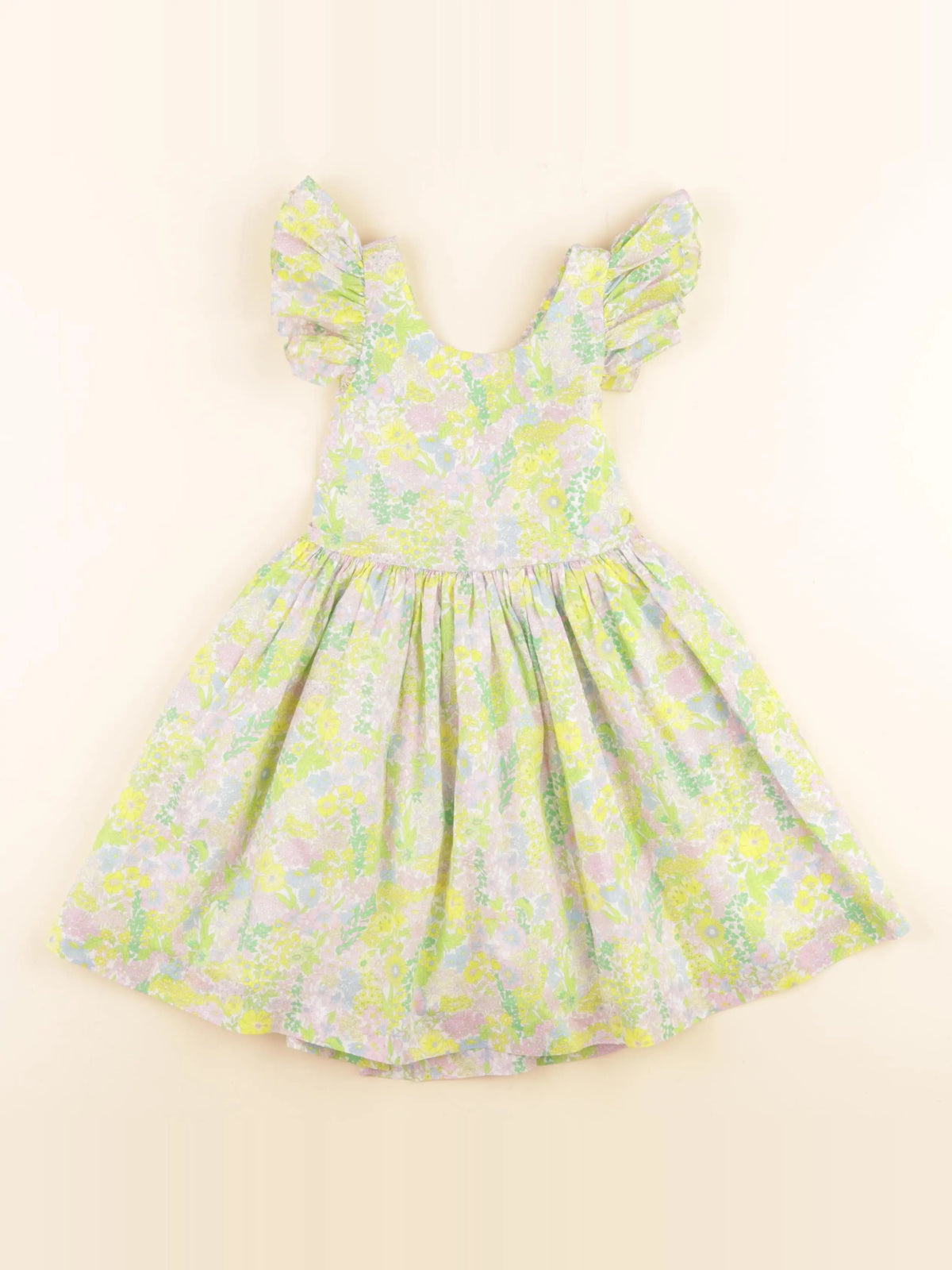 Jacadi - robe liberty jaune, vert - 3 ans