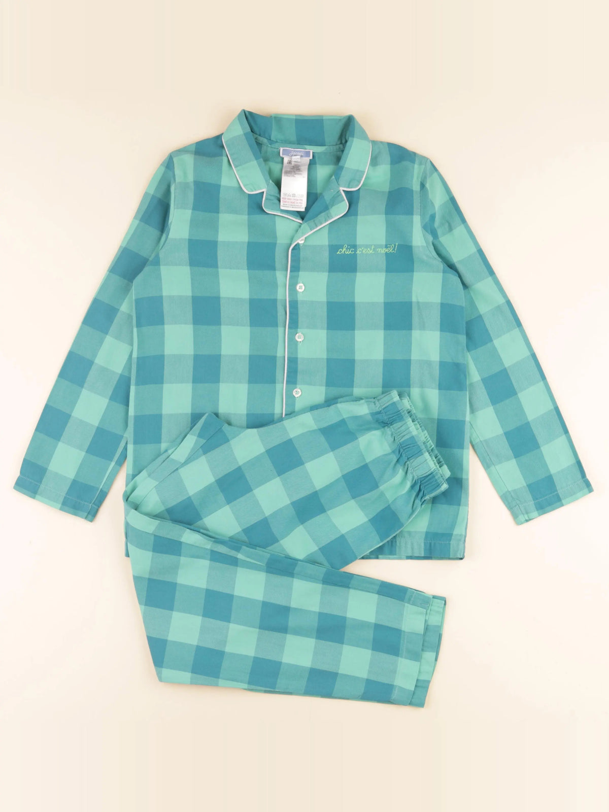 Jacadi - pyjama coton vert, bleu - 10 ans
