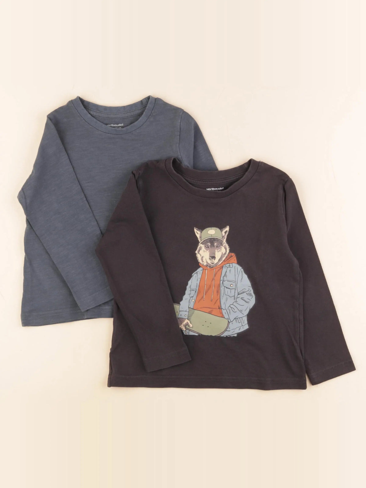 Vertbaudet - lot de 2 tee-shirts bleu, gris - 3 ans