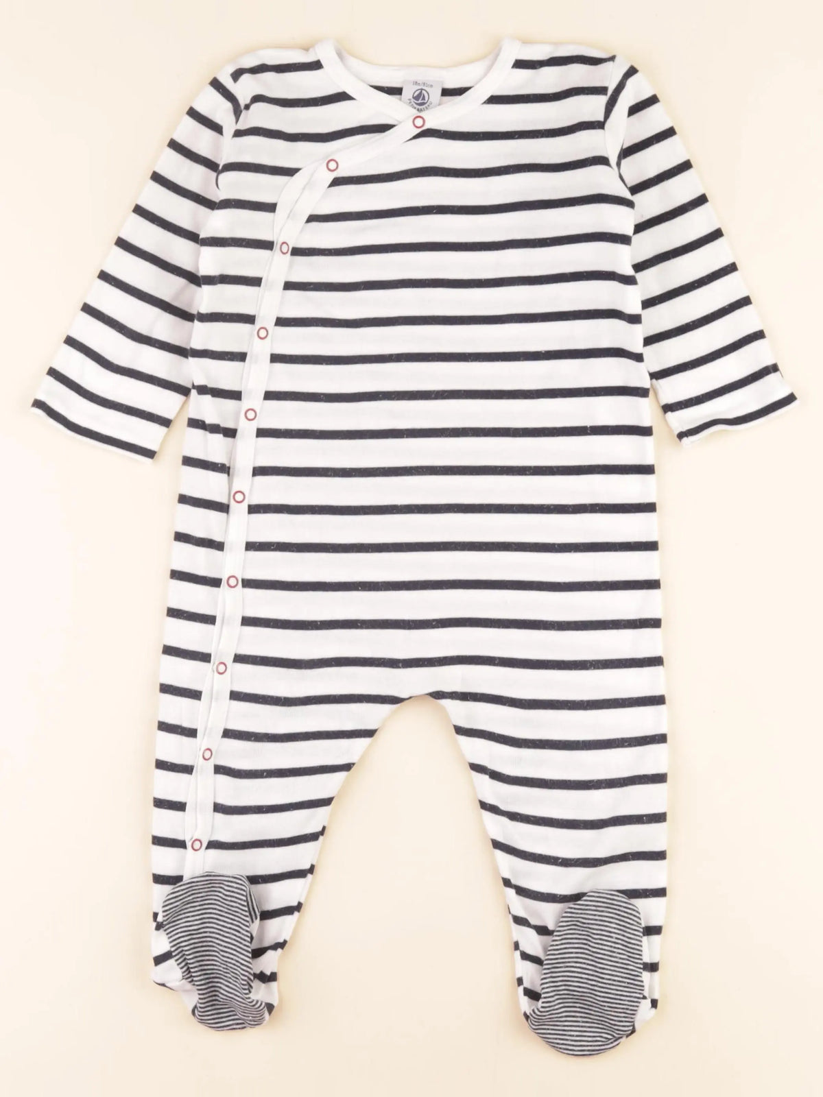 Petit Bateau - pyjama coton bleu, blanc - 18 mois