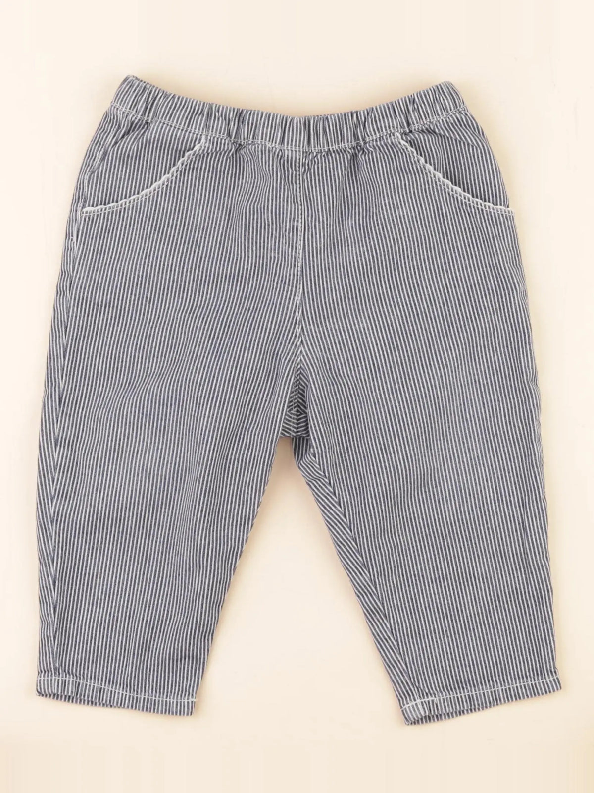 Cyrillus - pantalon bleu, blanc - 18 mois