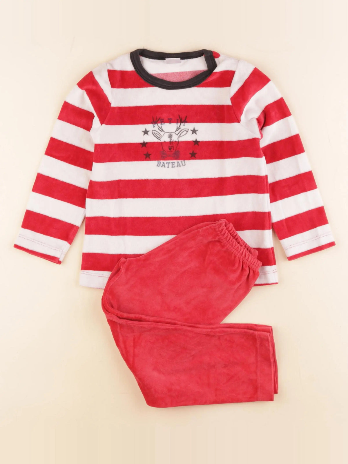 Petit Bateau - pyjama velours rouge - 4 ans
