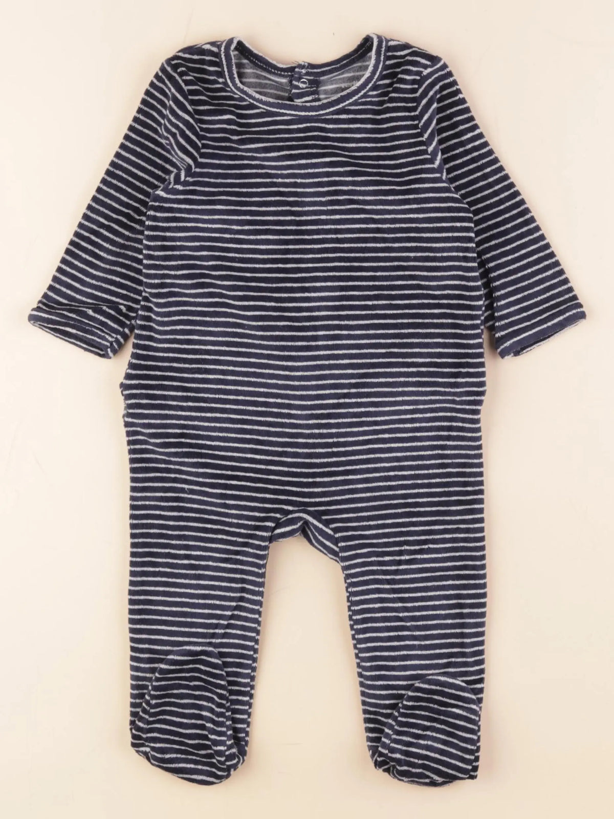 Vertbaudet - pyjama velours blanc, bleu - 9 mois