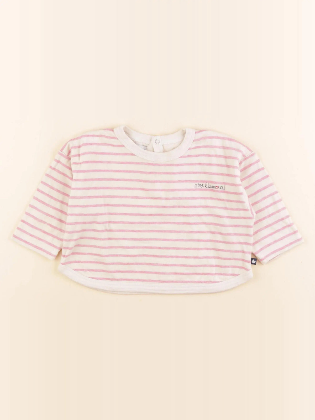 Petit Bateau - tee-shirt beige, rose - 12 mois