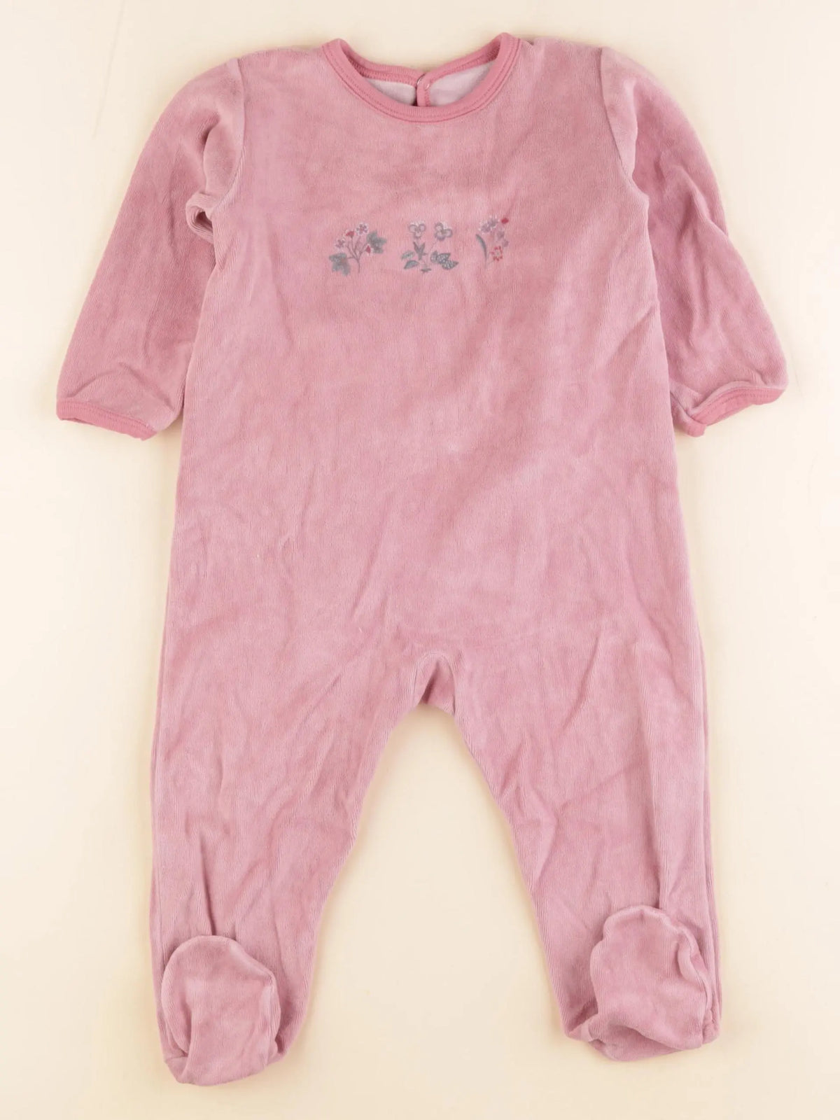 Petit Bateau - pyjama velours rose - 18 mois