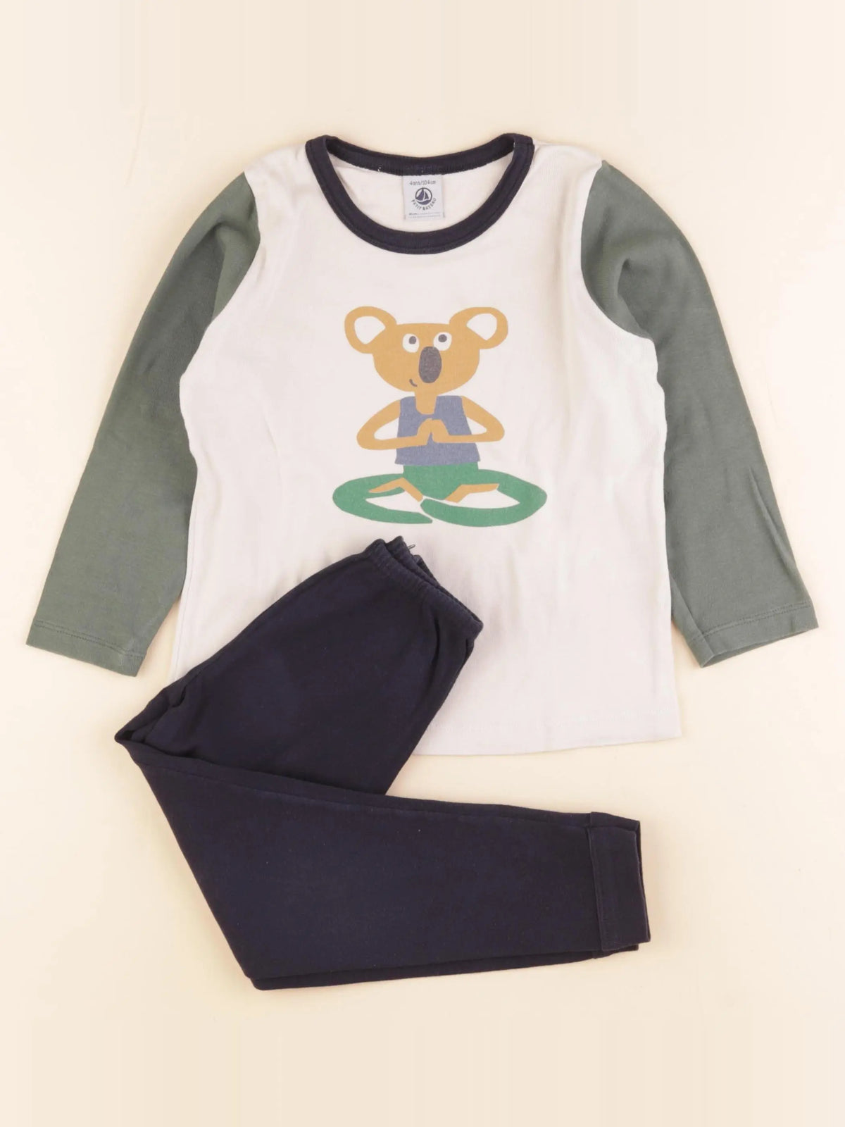 Petit Bateau - pyjama coton beige, bleu - 4 ans
