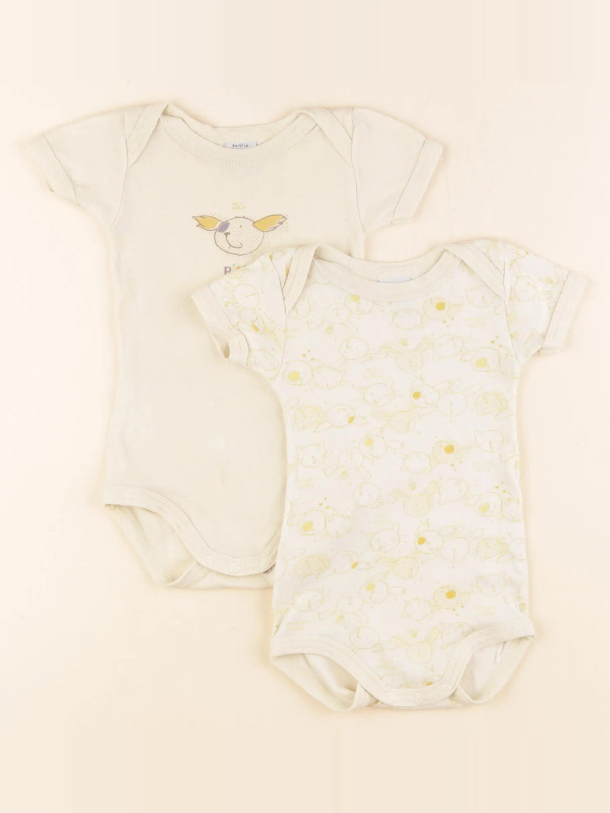 Petit Bateau - lot de 2 bodies en coton jaune - 6 mois