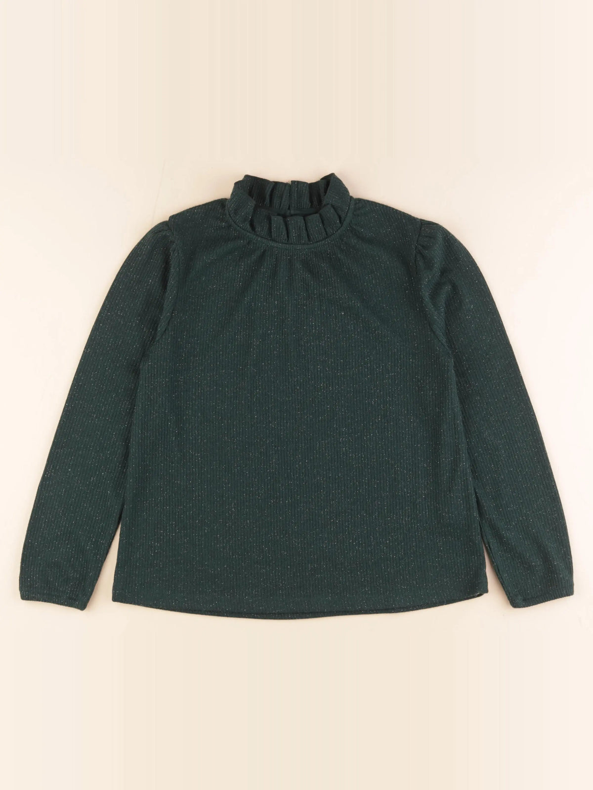Vertbaudet - pull vert, argent - 10 ans