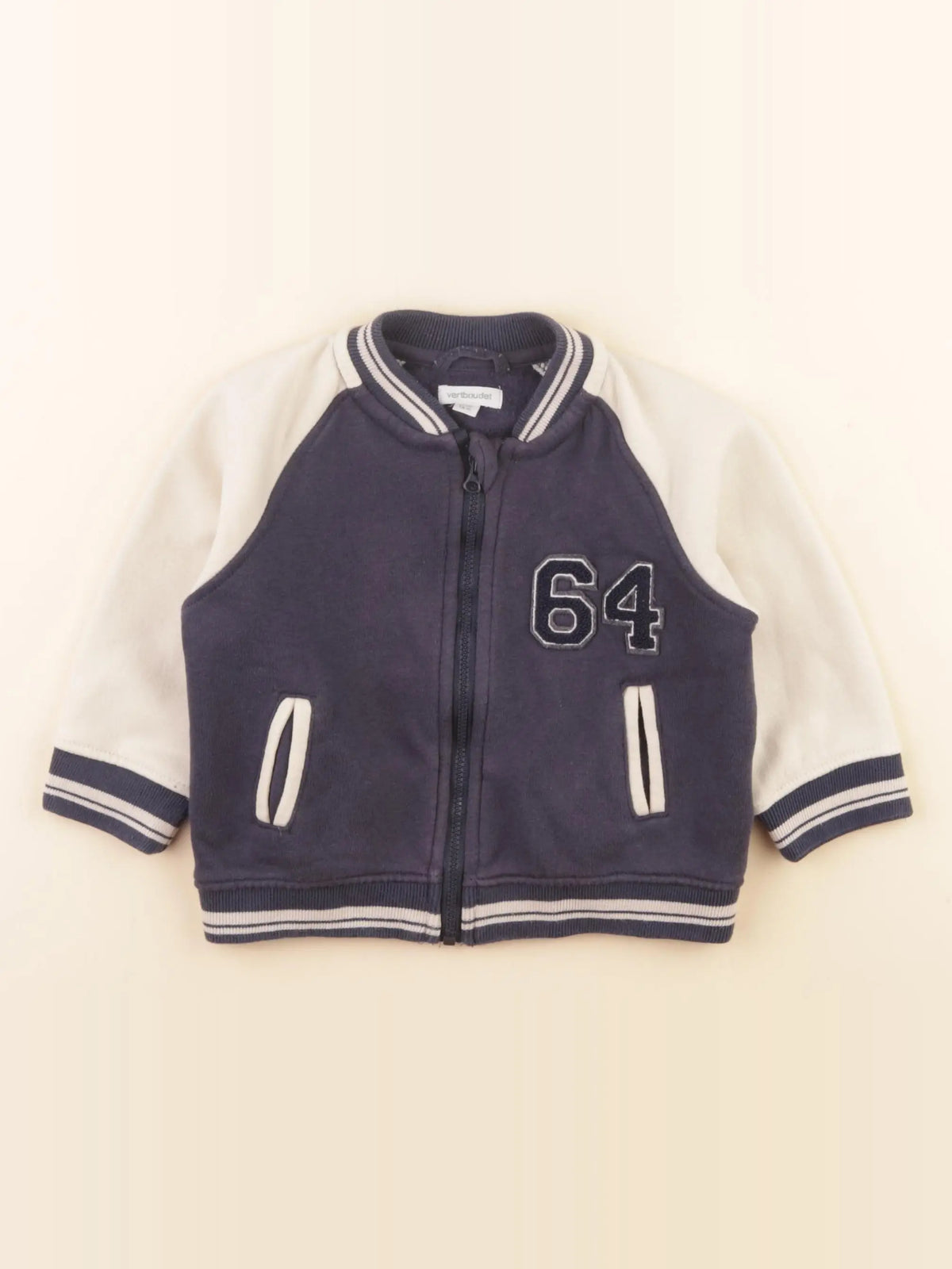 Vertbaudet - veste bleu, blanc - 18 mois