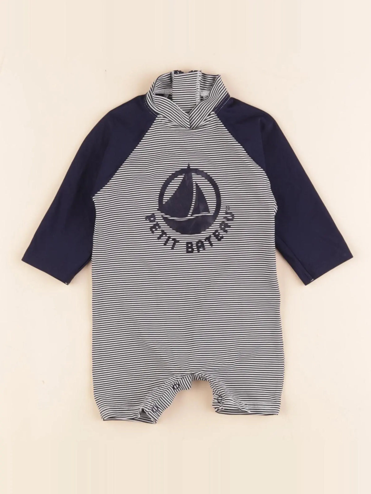 Petit Bateau - combi de bain blanc, bleu - 6 mois