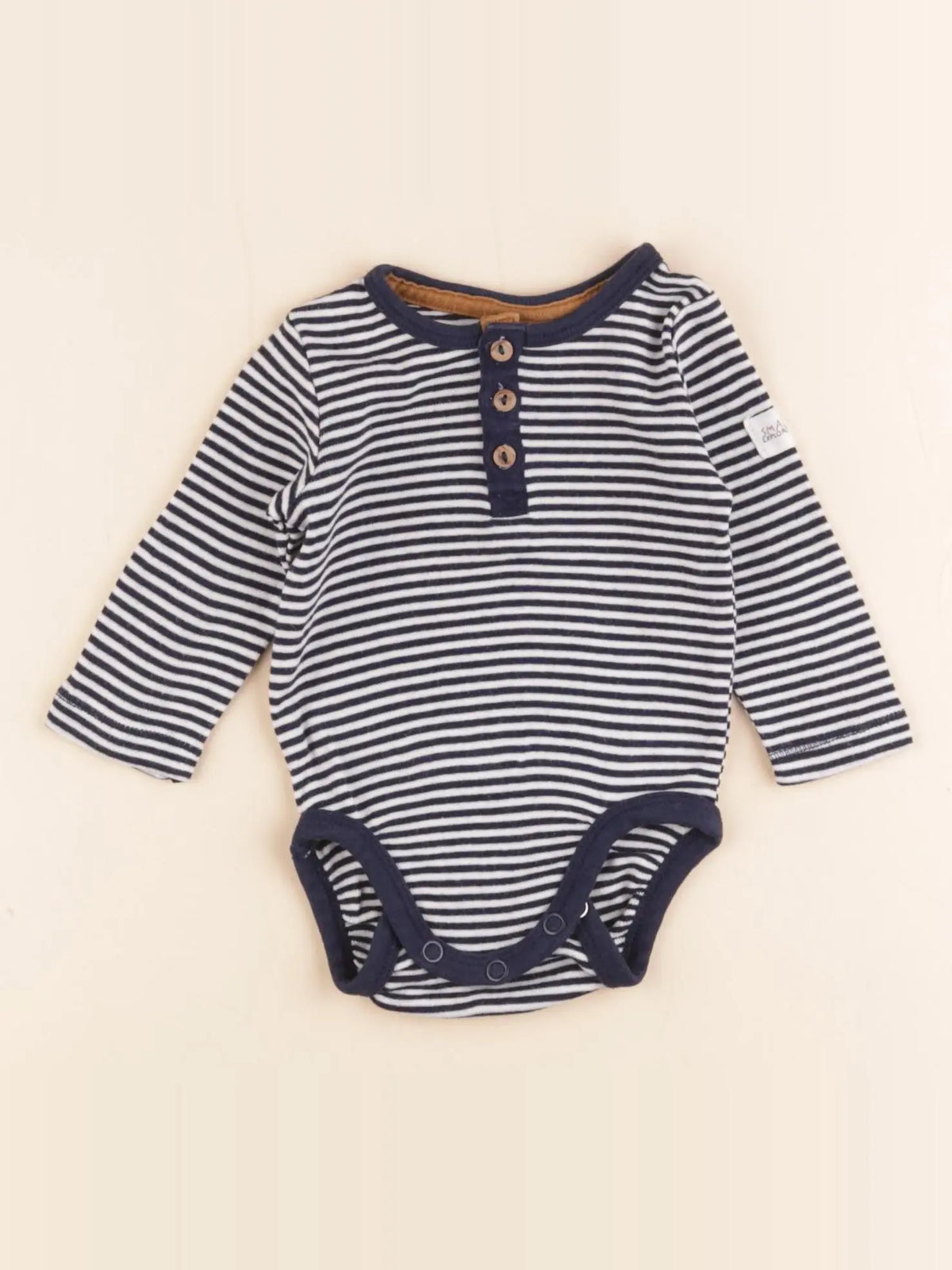 H&M - body tee-shirt bleu, blanc - 1/2 mois