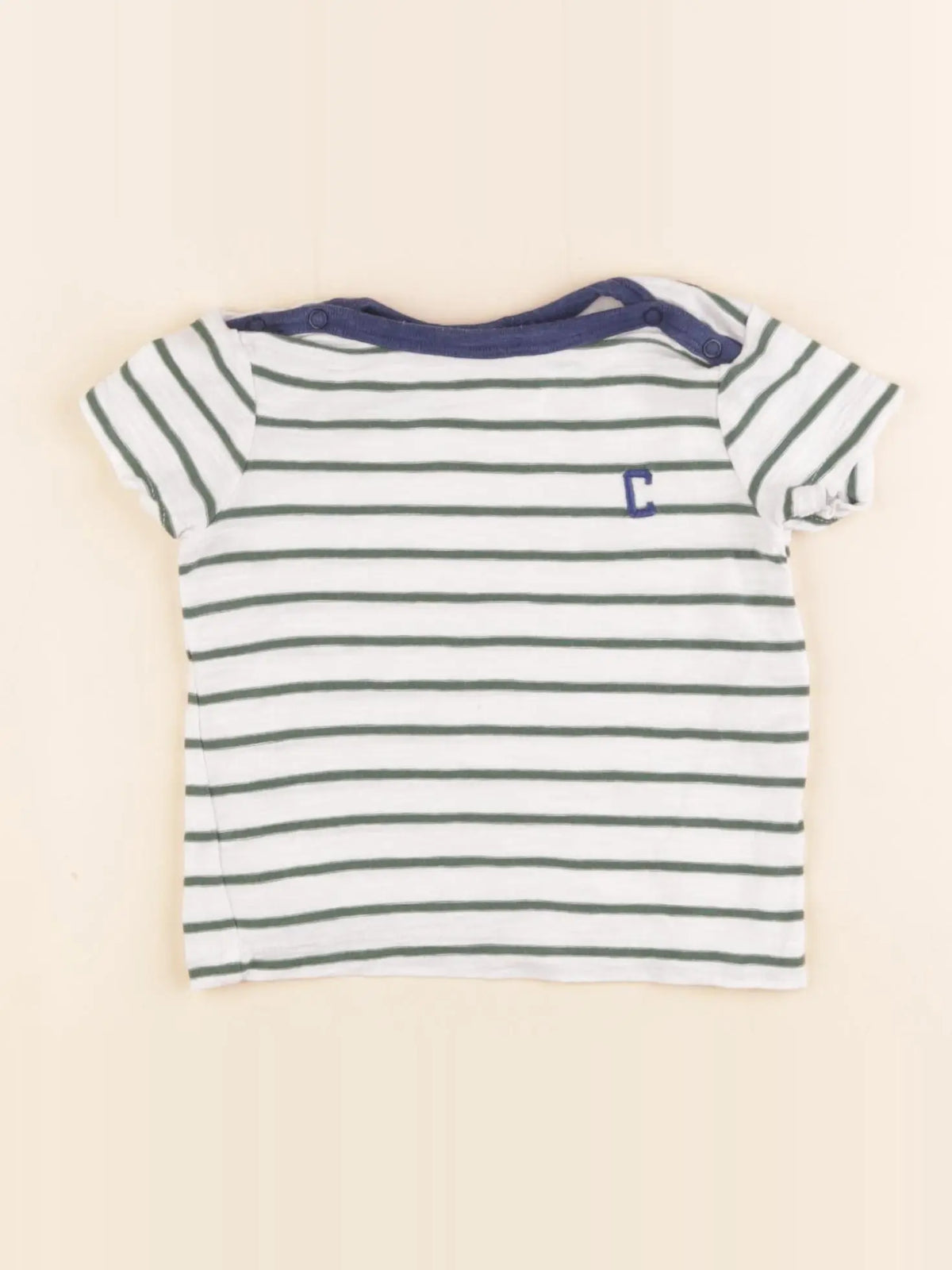 Cyrillus - tee-shirt blanc, vert - 6 mois